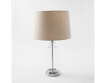 LAMP_Glass Clear Bottle Lamp Linen Shade / Natural