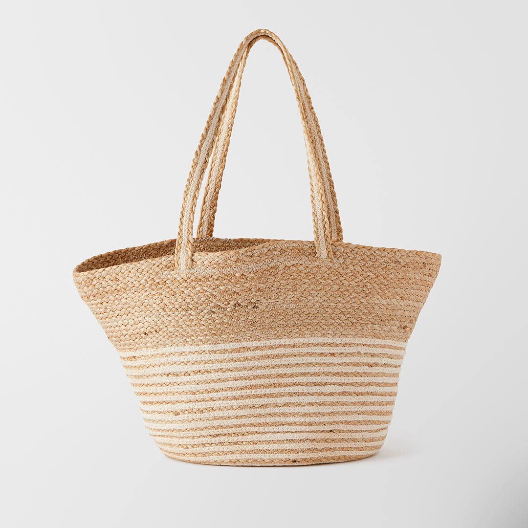 Shop Samirah Striped Jute Tote Bag Online Bed Bath N Table