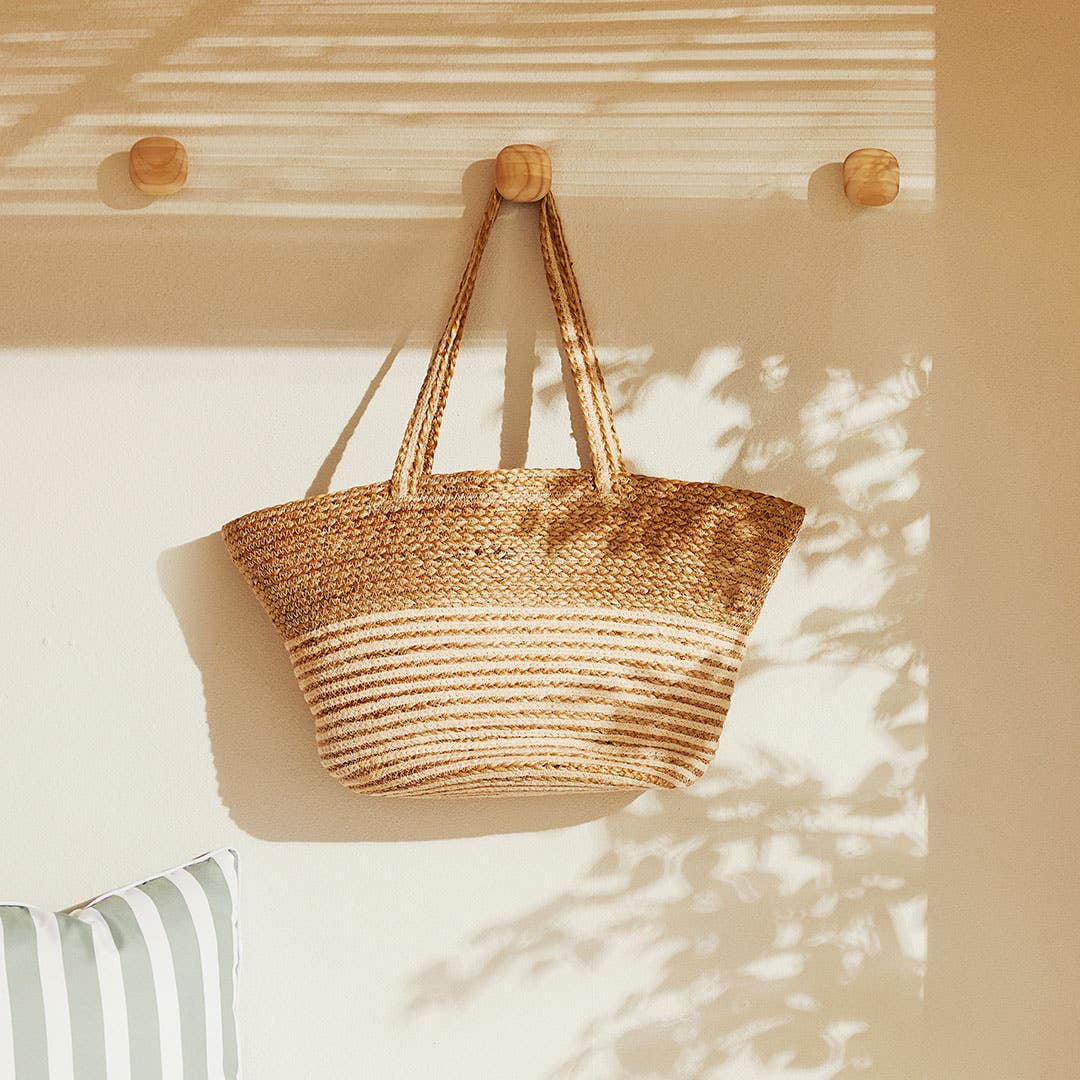 Shop Samirah Striped Jute Tote Bag Online Bed Bath N Table