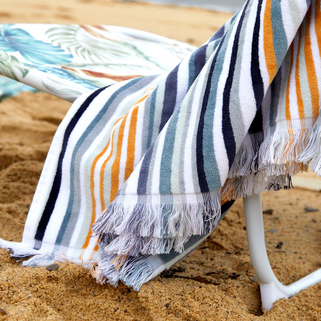 Blue striped top beach towel