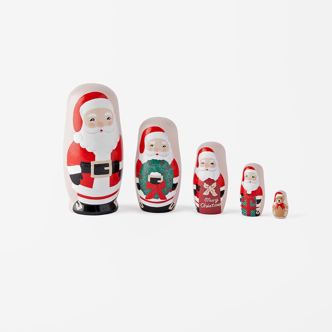 Shop Wooden Matryoshka Santa Set Of 5 Online Bed Bath N Table