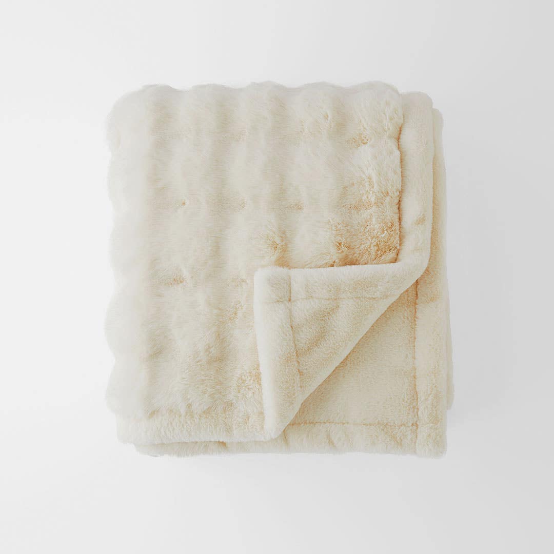 Ivory fur throw blanket clearance