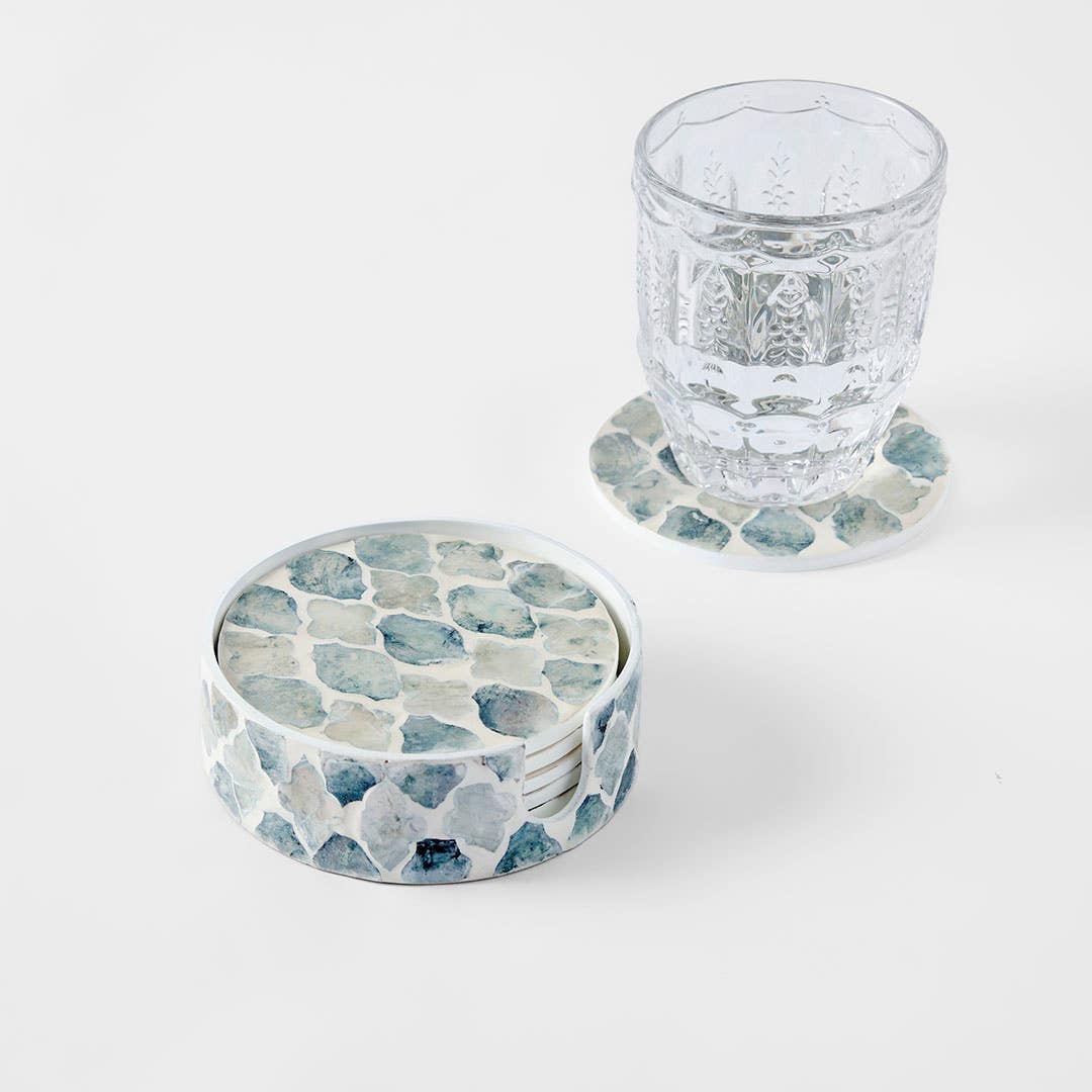 Shop Rhodes Inlay Coasters in Holder Set of 6 Online | Bed Bath N' Table