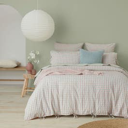 Leah Quilt Cover - Blush/Sage Check Queen $59.95 ($159.95) + more up to 70% off Bed Bath N' Table clearance