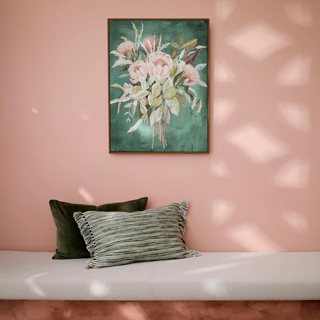 Shop Native Botanical Framed Canvas - Green/Pink Online |Bed Bath N' Table