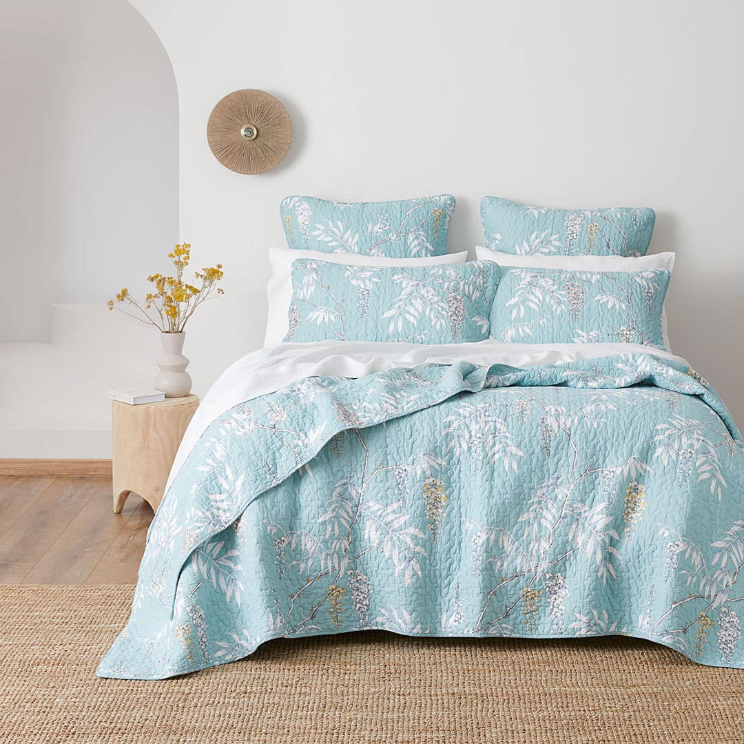 Buy Japanese Flower Bed Spread Soft Blue Floral Online | Bed Bath N' Table
