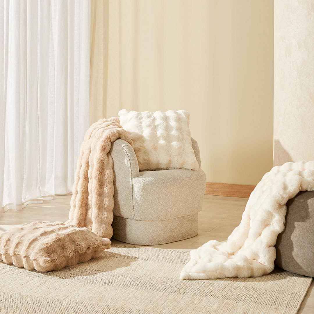 Shop Malmo Fur Throw Ivory Online Bed Bath N Table