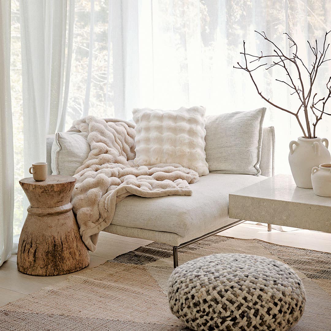 Shop Malmo Fur Throw Ivory Online Bed Bath N Table