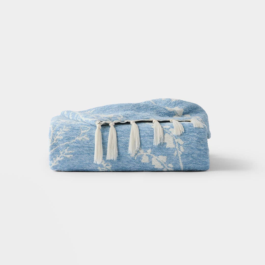 Shop Flora Botanical Throw - Soft Blue Online | Bed Bath N' Table