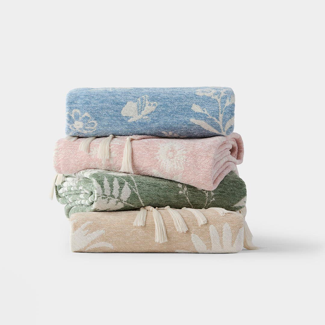Shop Flora Botanical Throw - Soft Blue Online | Bed Bath N' Table