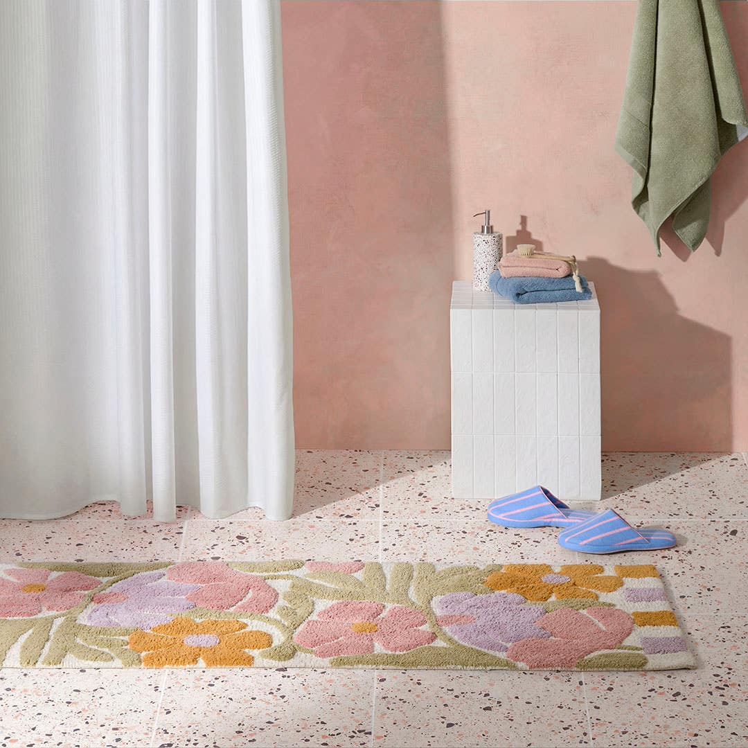 Bath Runner Raspberry Shop Mabel Flower Bath Runner Online | Bed Bath N' Table