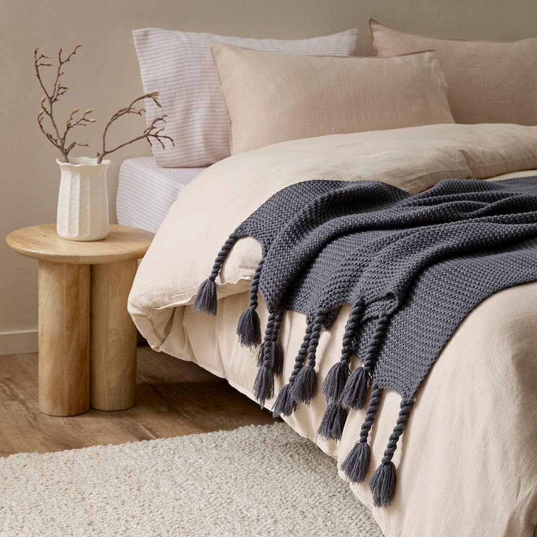 Grey Blanket On Bed Buy Chunky Throw Charcoal Online Bed Bath N' Table