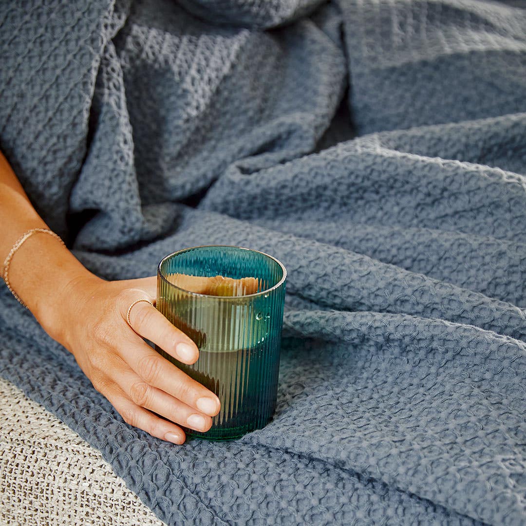 Shop Sebastian Waffle Blanket Slate Blue Online Bed Bath N Table