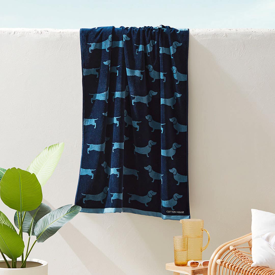 Buy Bailey Beach Towel Storm Blue Mustard Online Bed Bath N Table