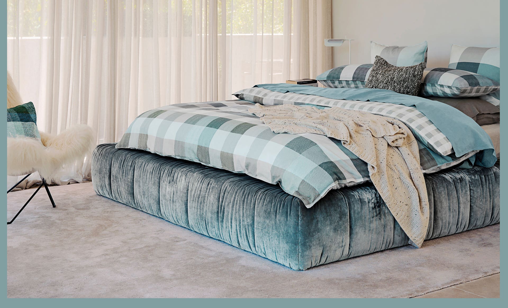 Mietta Blue Check Quilt Cover