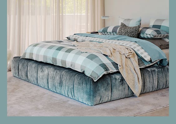 Mietta Blue Check Quilt Cover